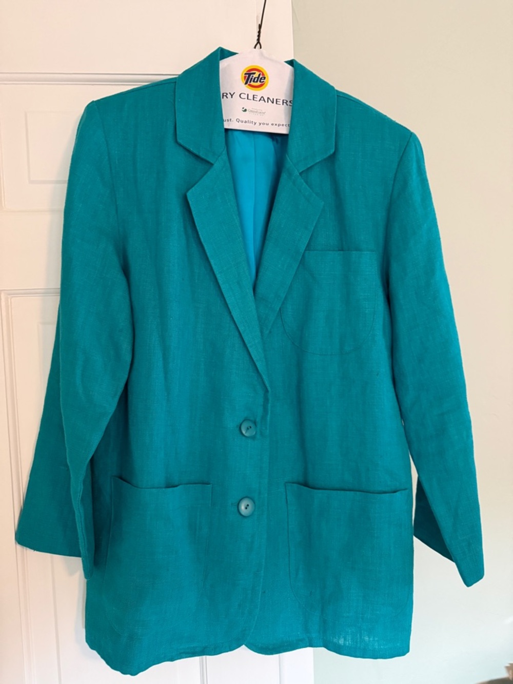 Women’s Teal Casual Linen Blazer Jacket